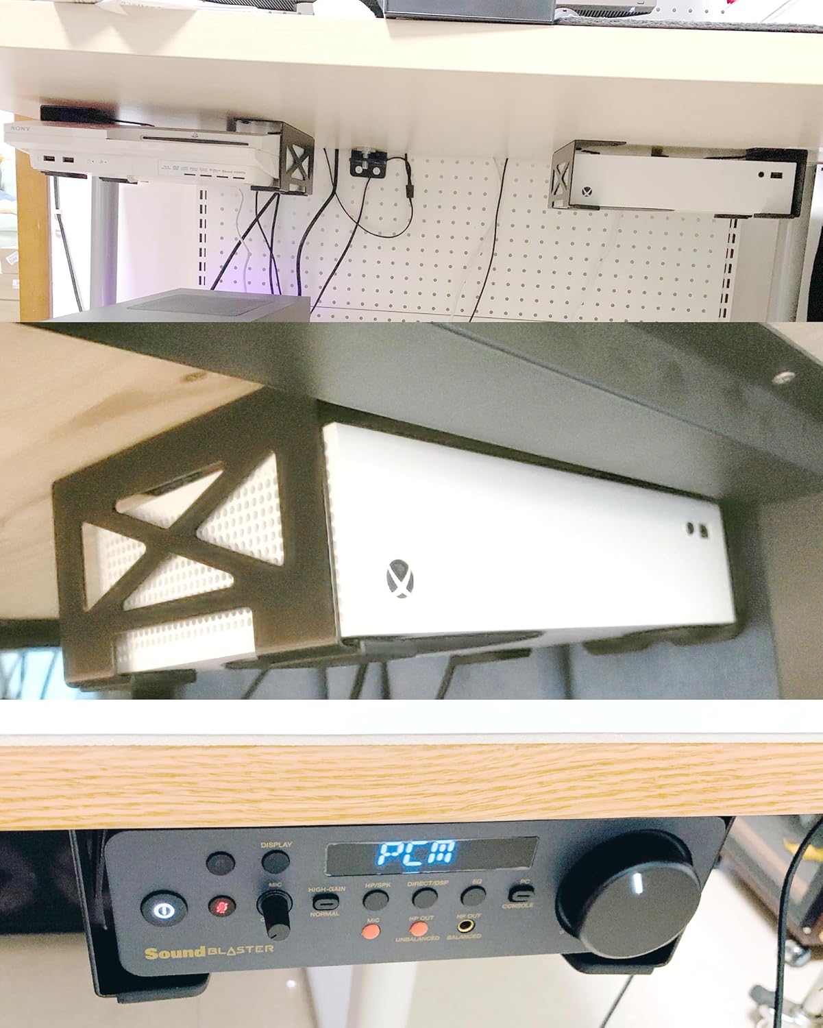 New for PS3 PS4 Under Desk Mount Holder Bracket Kit, Compatible with for Sony Playstation 3 4 Slim Pro Video Game Consoles, Steady Thickened Anti-Overheating Full Steel Storage Support Rack