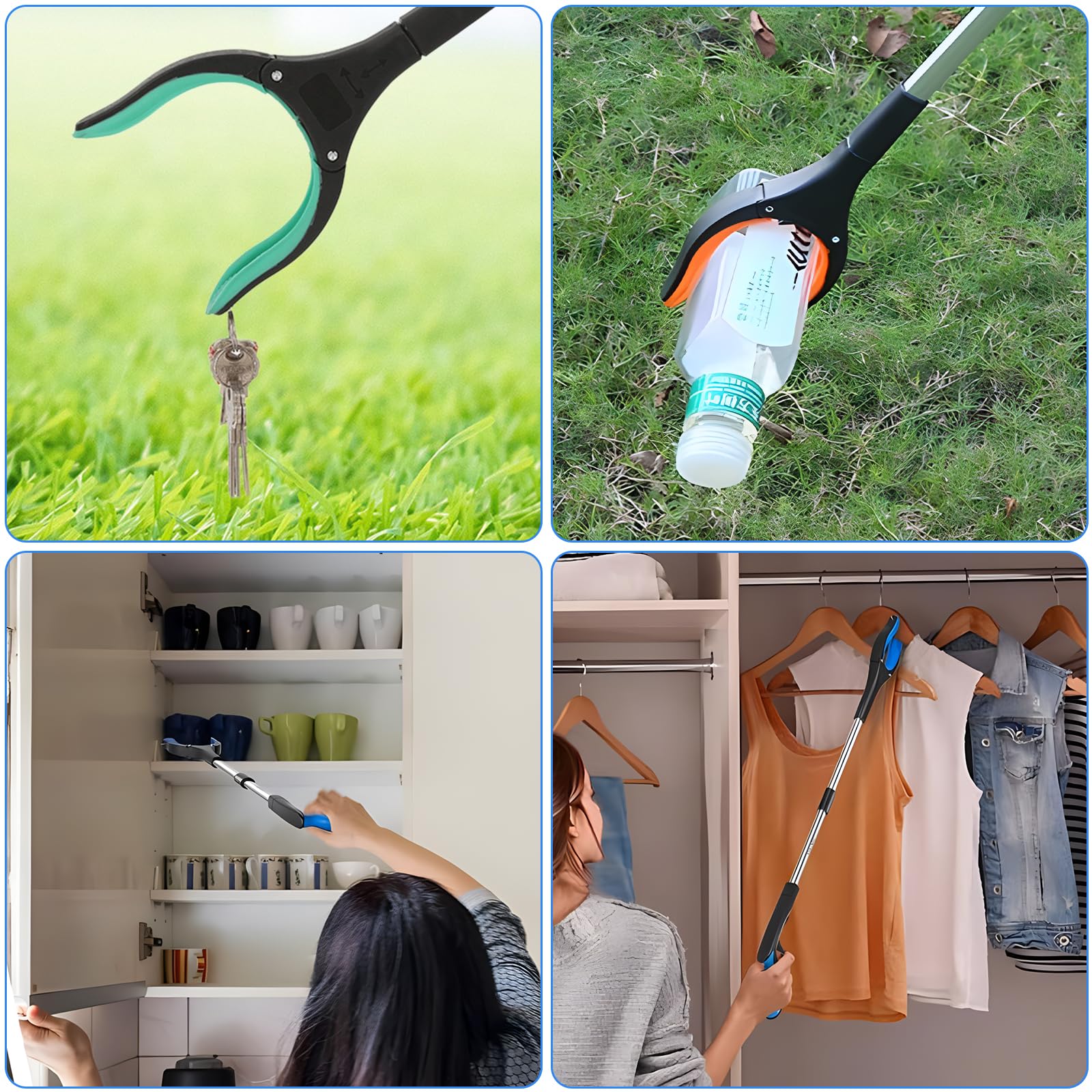 6er Set Faltbare Greifzange 82 cm – Aluminium Müllzange mit 360° Magnetspitze & Rutschfestem Griff Aufhebehilfe für Senioren, Garten, Haushalt