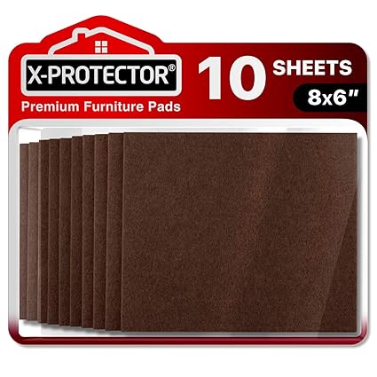 Felt Furniture Pads X-PROTECTOR 10 Pack Premium 8 - ?x6 - ? Heavy Duty 1/5 - ? Felt Sheets! Cut Furniture Felt Pads for Furniture Feet You Need Best Furniture Pads for Hardwood Floors!