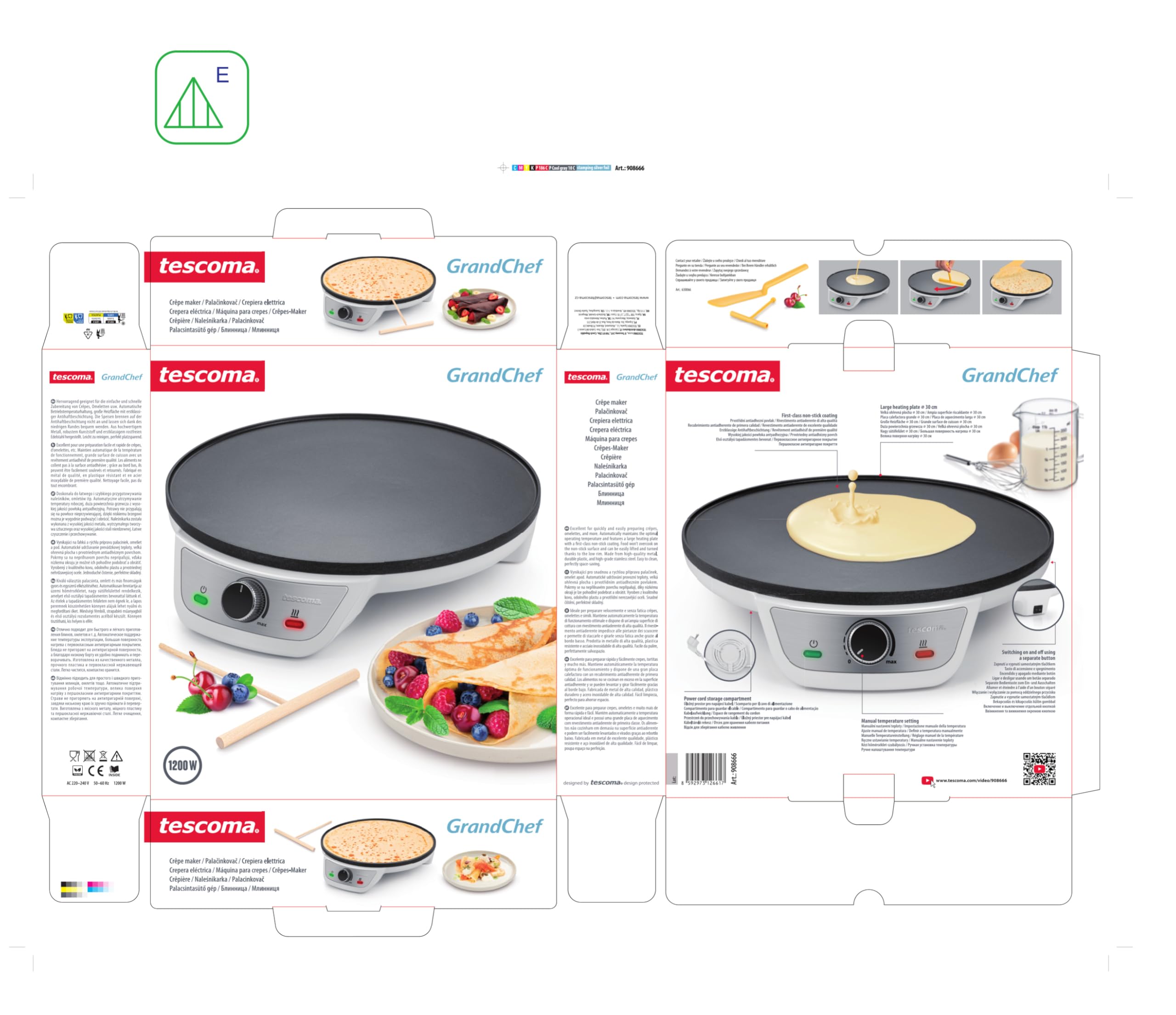 Tescoma GrandChef Crepiera elettrica per crepes e omelette