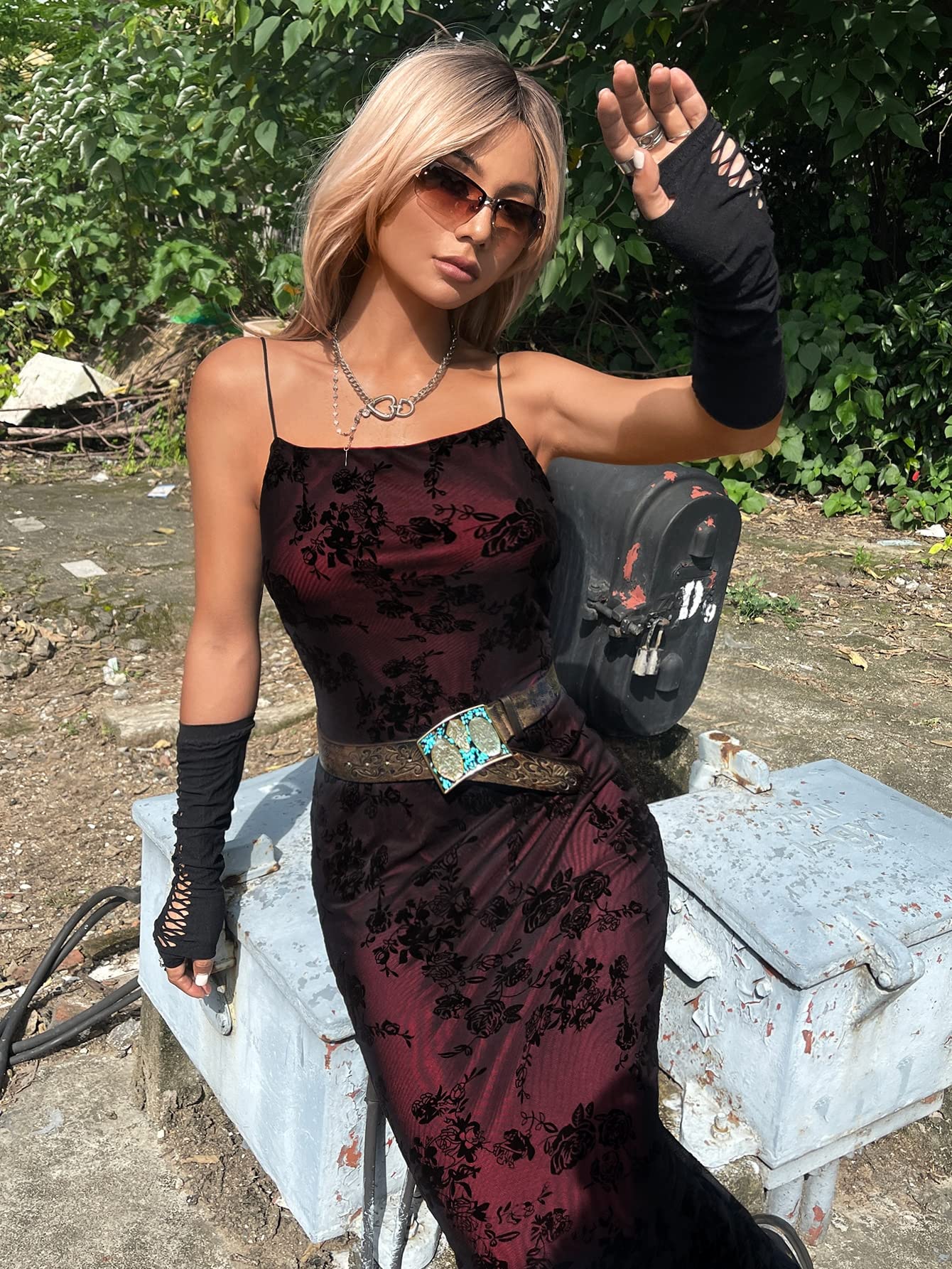 slim fit dress slacks Floral Grunge Dress – GirlWhoGathers