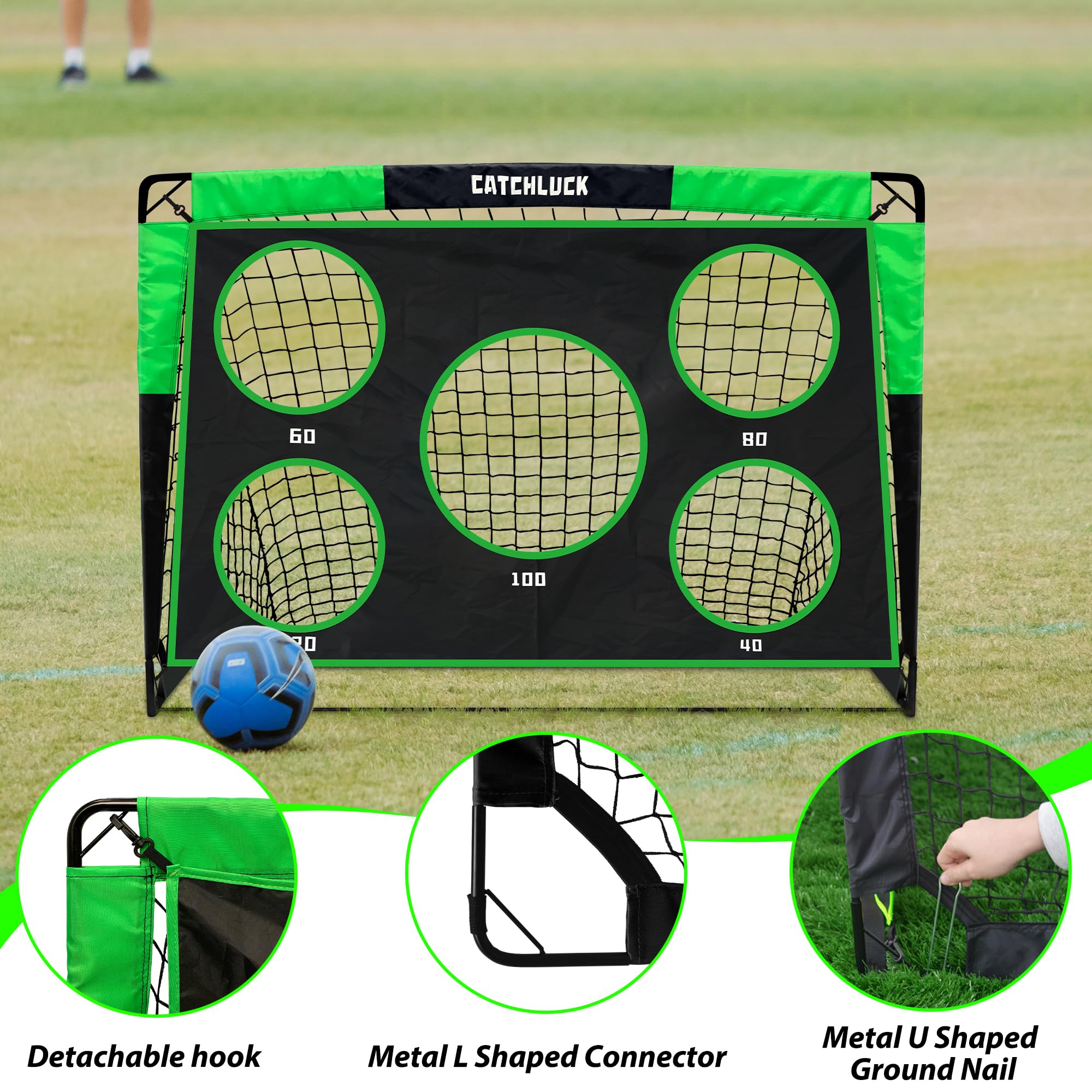 XMTECH Filet De But Football Pliable Pour Enfants Jeu De Sport Activité Plein Air 180x80x120cm