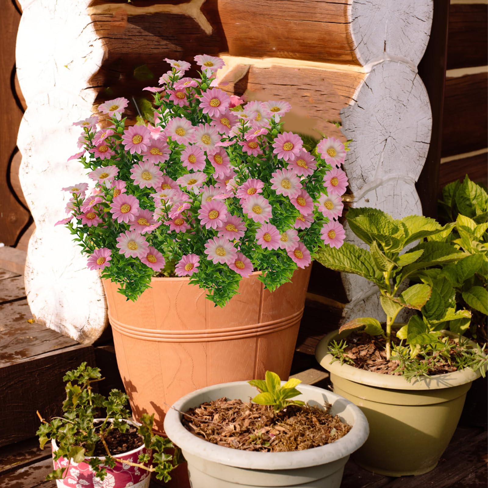 astylishome Fake Flowers for Decoration 60 Bundles Artificial Daisy Flower Faux Wildflowers Plastic False Flowers Bouquet for Farmhouse Garden Indoor Outdoor Table Centerpieces 0606 - Image 4