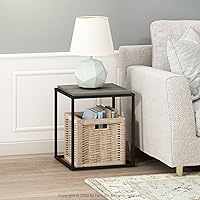 Vista 2 de Furinno Moretti Cube - Estante moderno apilable para mesa auxiliar, roble francés gris
