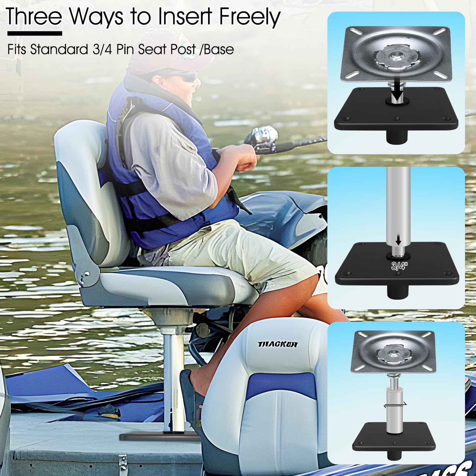 CLLOMAGY Boat Seat Base Mount Boat Seat Pedestal Base Mount Plate for 3/4