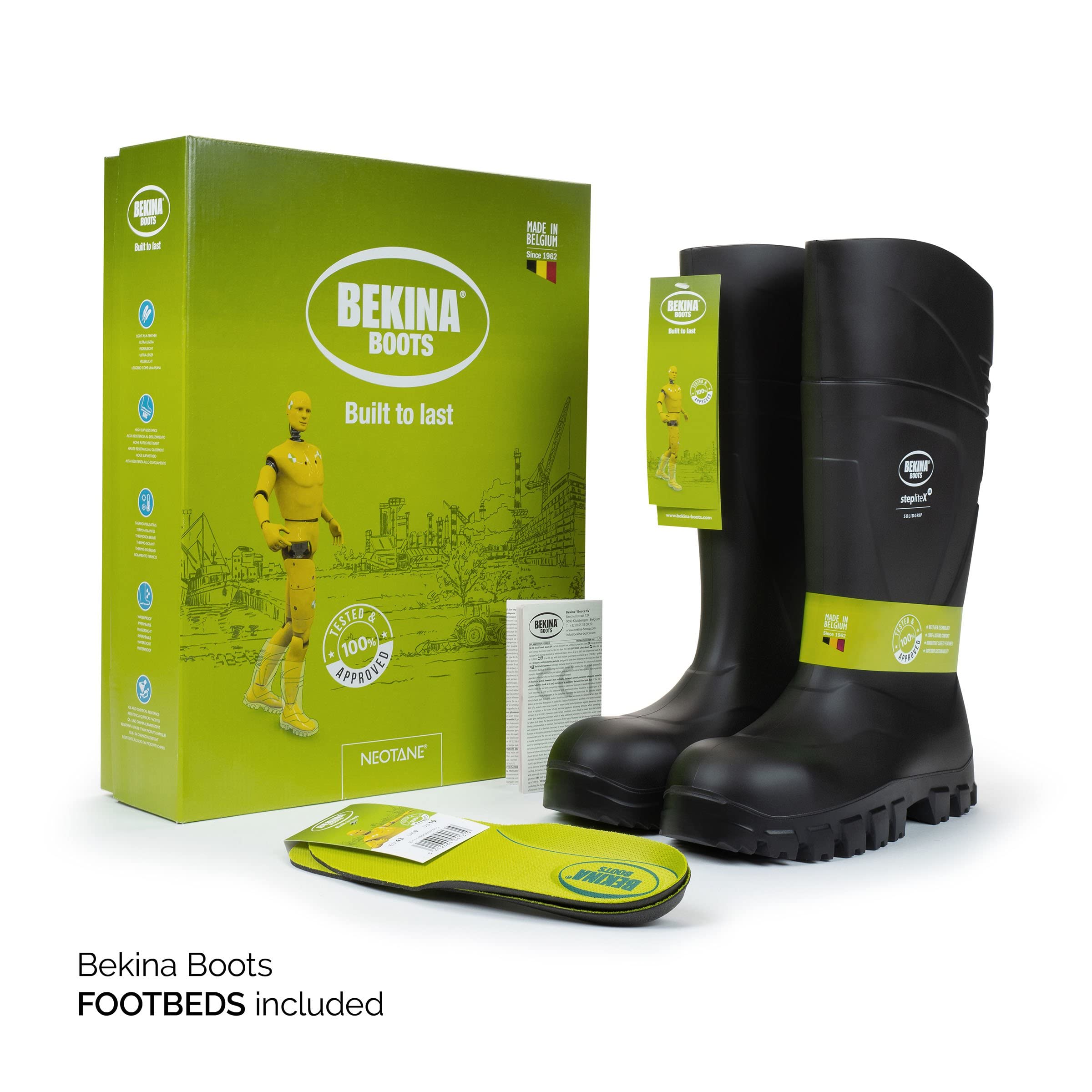 Bekina Bottes de sécurité Robustes pour Les Hommes Non-métallisées, légères, idéal pour l'industrie, la Construction de Route, Noire, EU 42