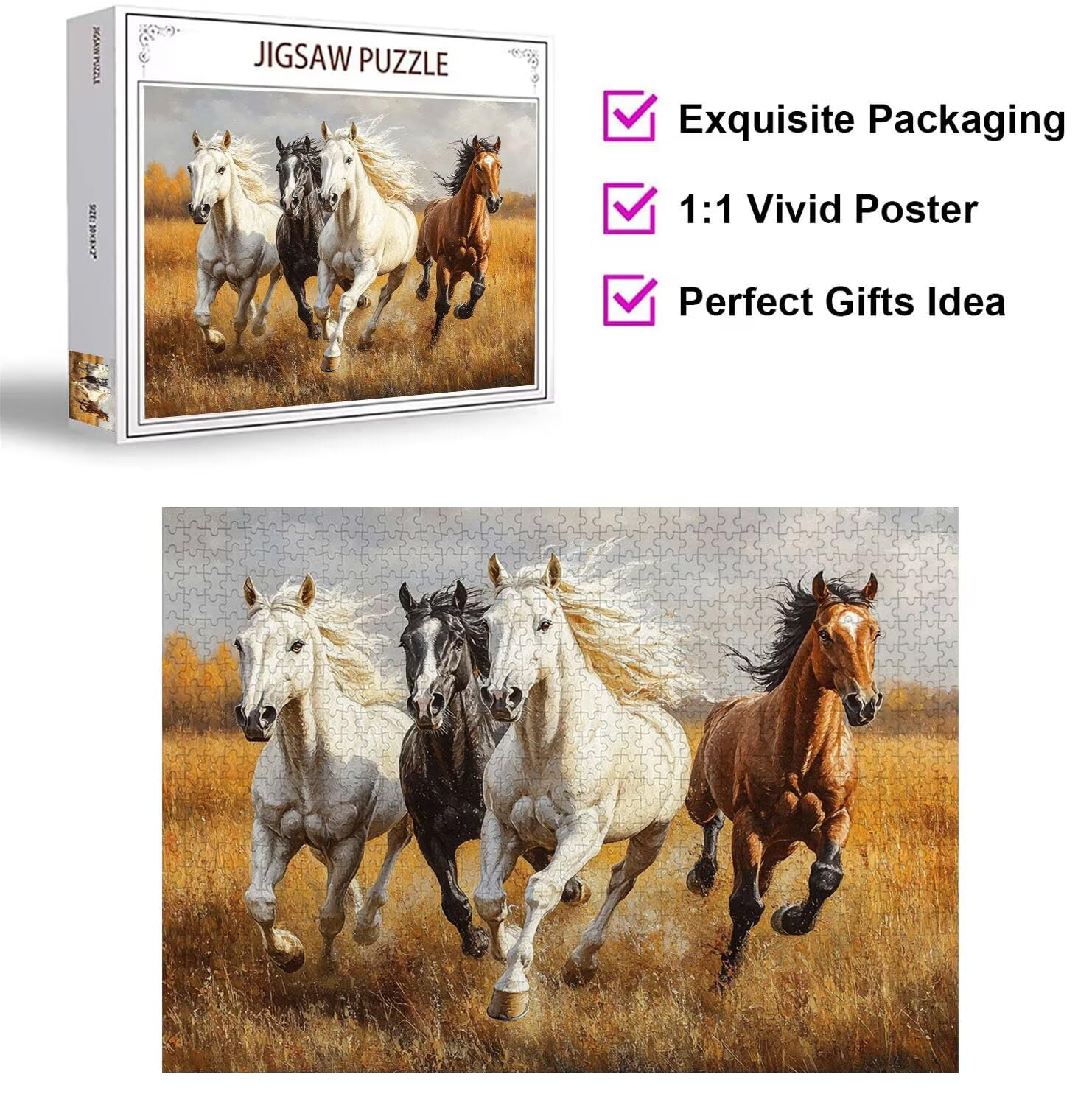 Puzzle 3000 Teile für Erwachsene, 3D Puzzle Steppe Holzpuzzles, n-15 | Puzzlematte Pferd, Heimunterhaltung, Entspannung Meditationspuzzle, Impossible Klassische Jigsaw Puzzles, Home Decoration