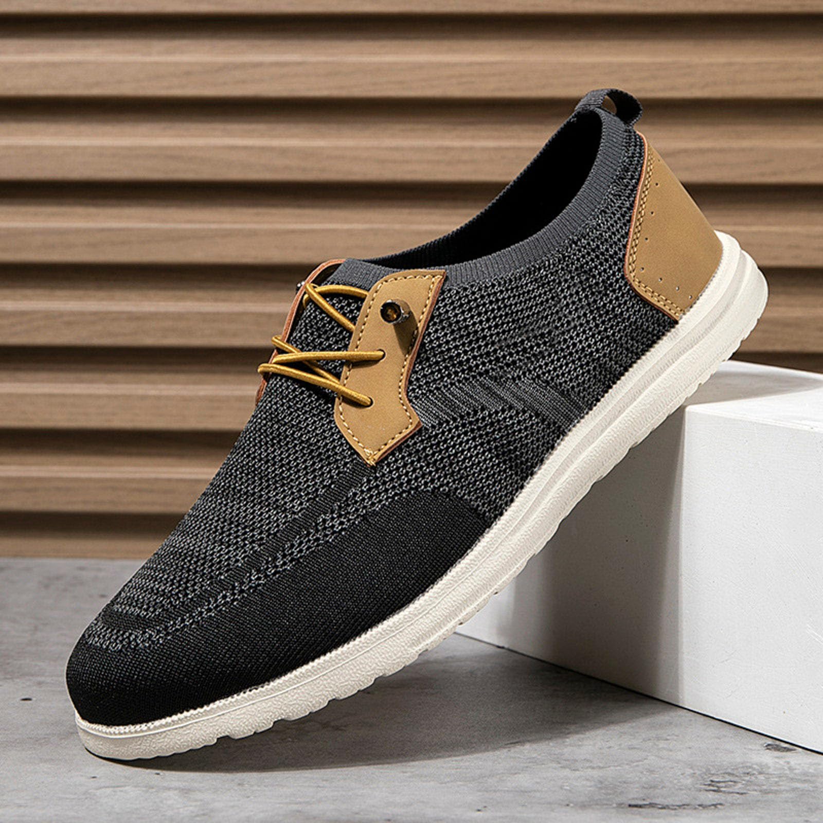 Bootsschuhe Herren Gummisohle Rahmengenäht Walkingschuhe Sommerschuhe Mokassins Laufschuhe Casual Große Größen Turnschuhe Freizeitschuhe