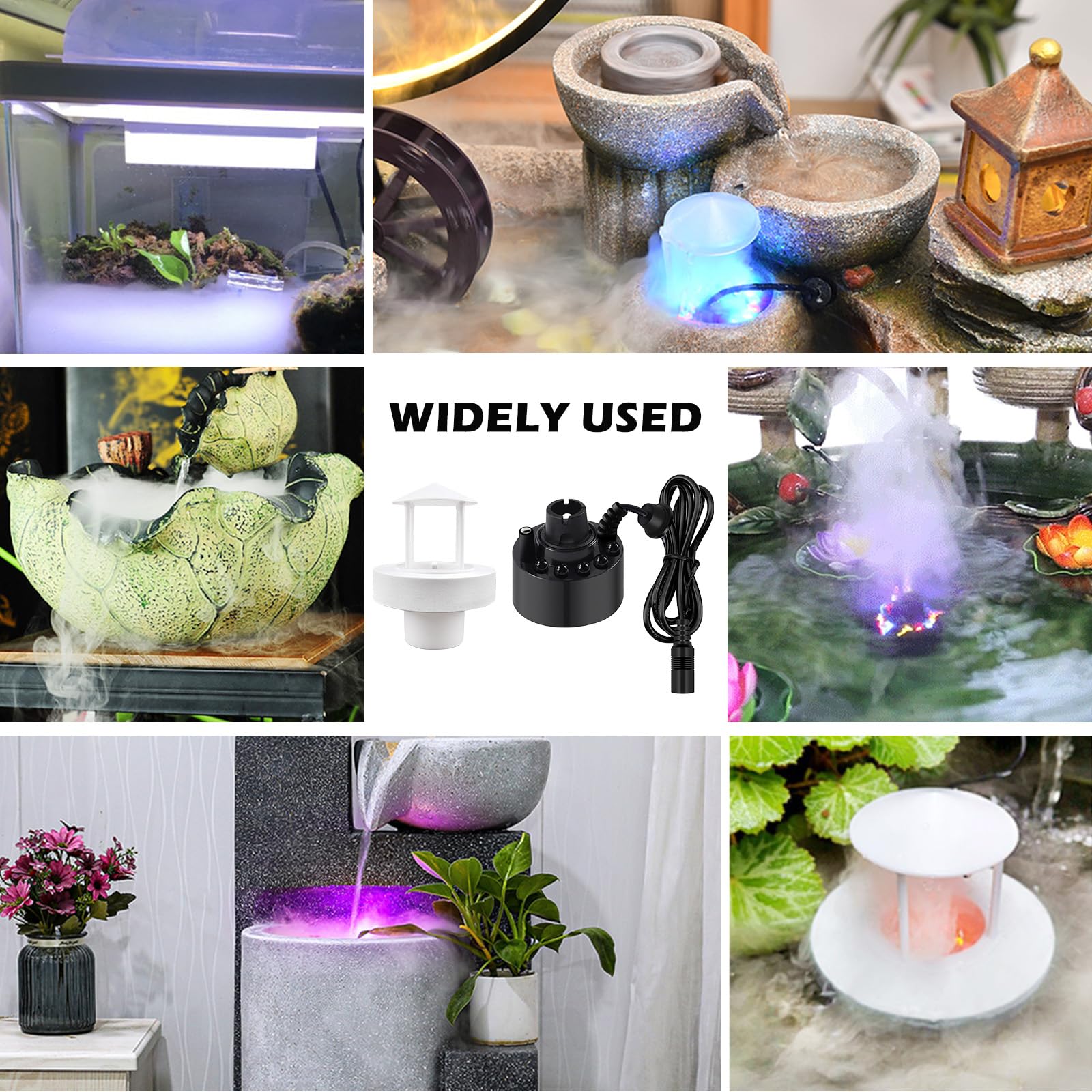 Nebulizzatore A Ultrasuoni Con LED - Macchina Per Nebbia 24V, 12 LED Multicolore, Per Stagni E Decorazioni