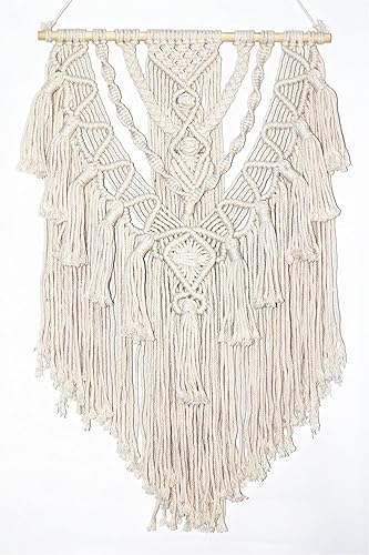 Miniatura 1 de BMIDRUT Tapiz tejido de macramé para colgar en la pared, estilo bohemio, hecho a mano, para boda, dormitorio, sala de estar, fondo de pared, 17 x 30