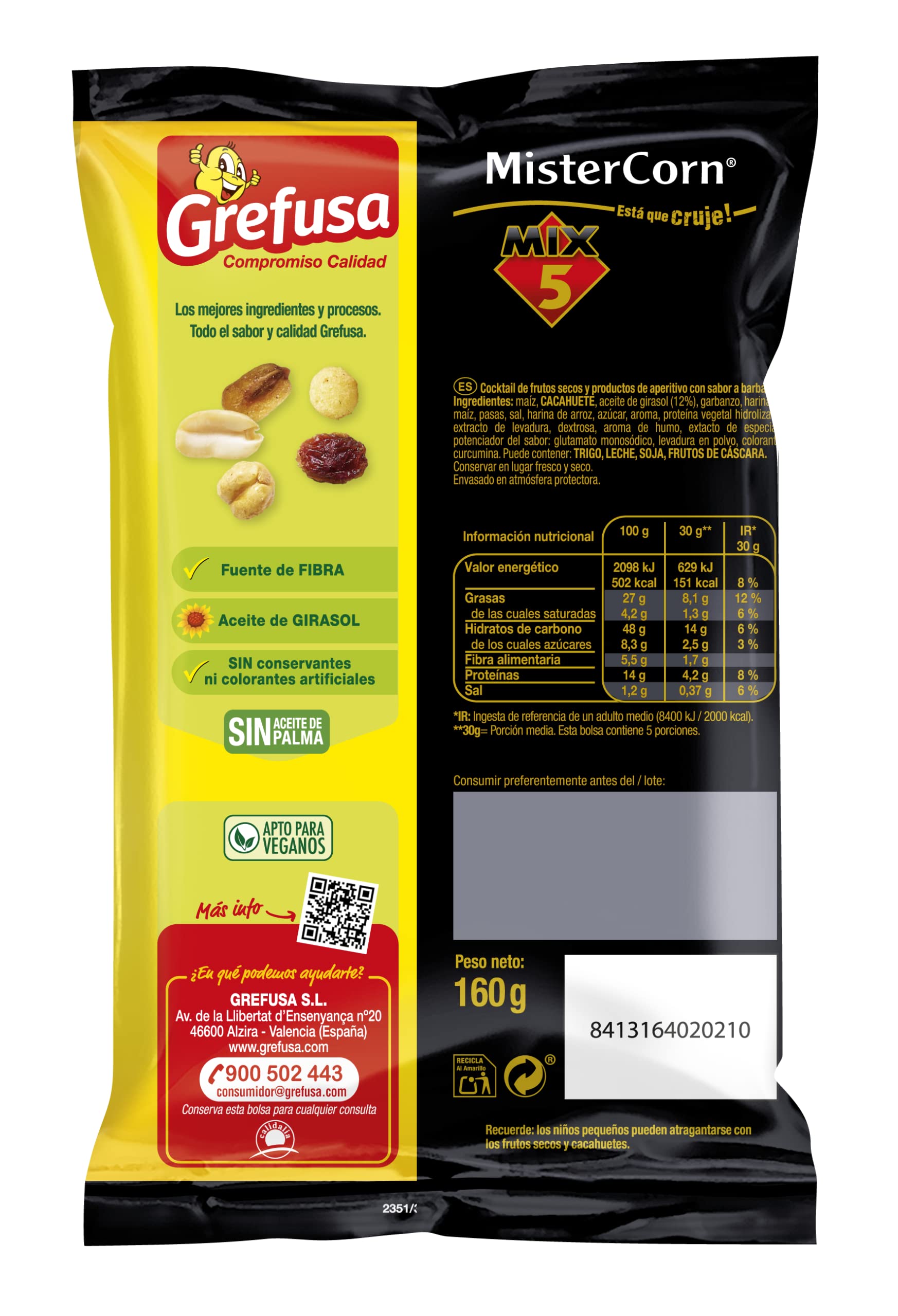 Cócktail frutos de secos mix MisterCorn bolsa 160 g — view 2