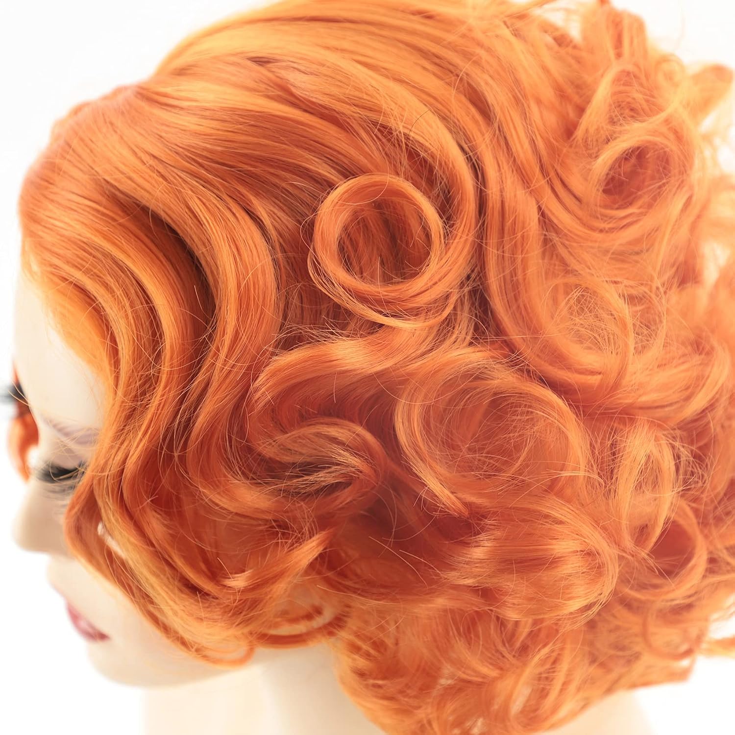 GNIMEGIL Short Orange Wig Layered Wavy Curly Wigs for Women Cosplay Carnival Party Synthetic Hair Halloween Costume Wigs