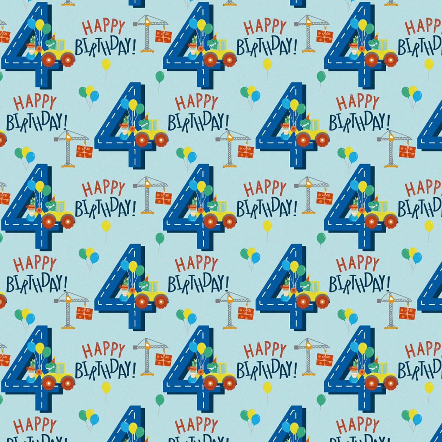 RUSPEPA Birthday Wrapping Paper for Boys - Dinosaur Truck Design - 17 inches x 16.4 feet image 2