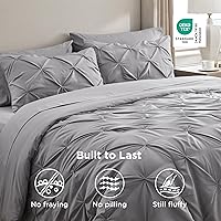 Vista 8 de Bedsure Juego de edredón tamaño King extragrande gris - Juego de ropa de cama en una bolsa de 7 piezas, juego de cama pintuck GentleSoft™ gris