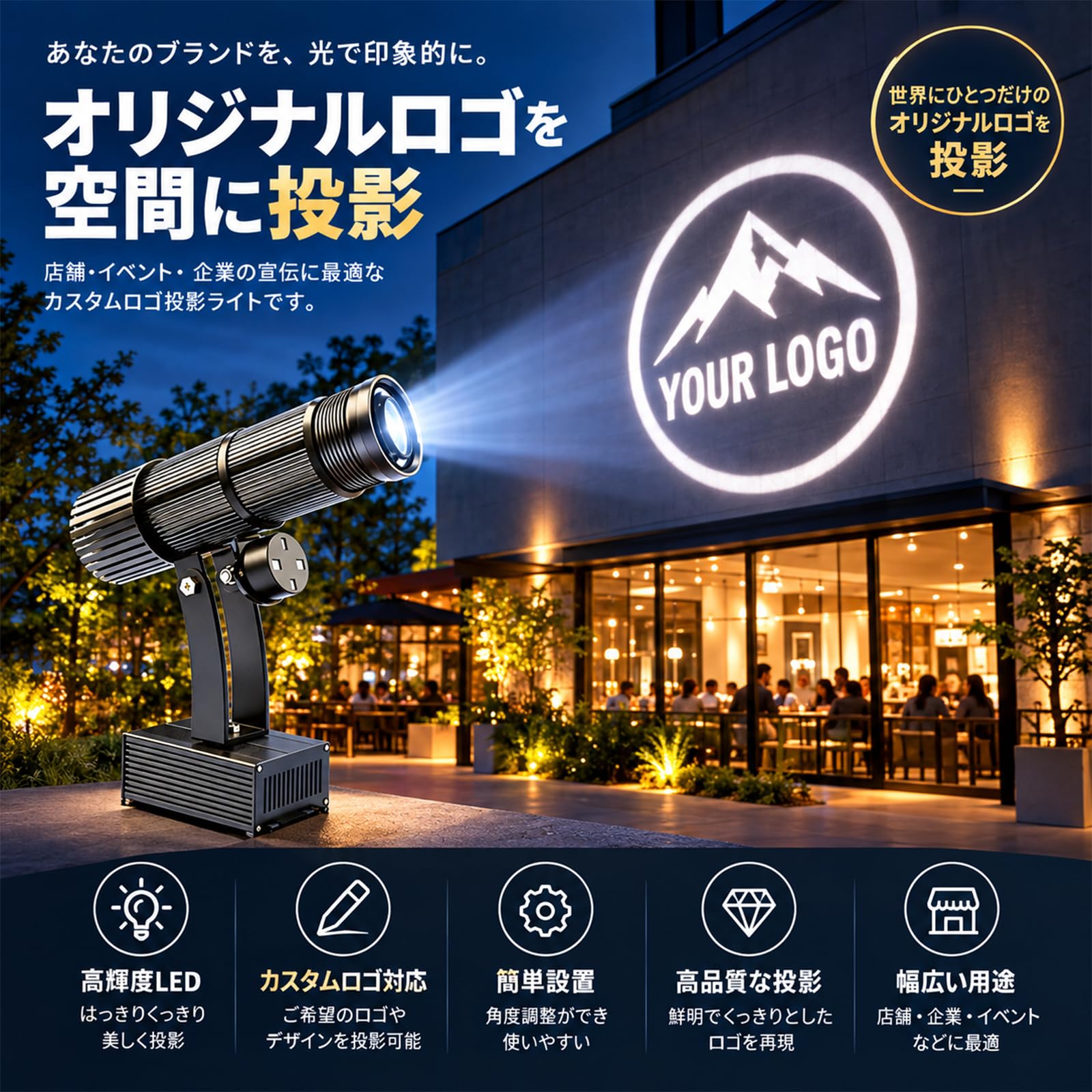 Amazon.co.jp: 広告ロゴLEDプロジェクター、リモートロゴ回転または静