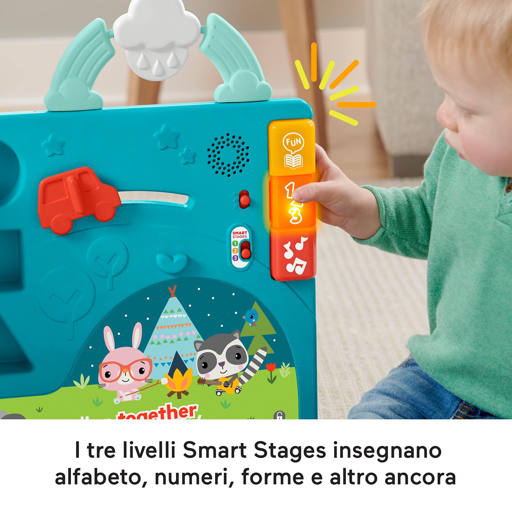 Fisher-Price - Libro Gigante delle attività 2-in-1, Giocattolo Elettronico Didattico Edizione Italiana, Giocattolo per Bambini 6-36 Mesi, HCL05