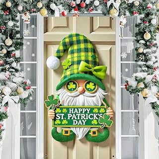 St. Patrick's Day Door Set Decoration Lucky Green Banner St. Patrick's Day Theme Ireland Festive Party Supplies 35 x 70 Inch Photo Background Background Poster