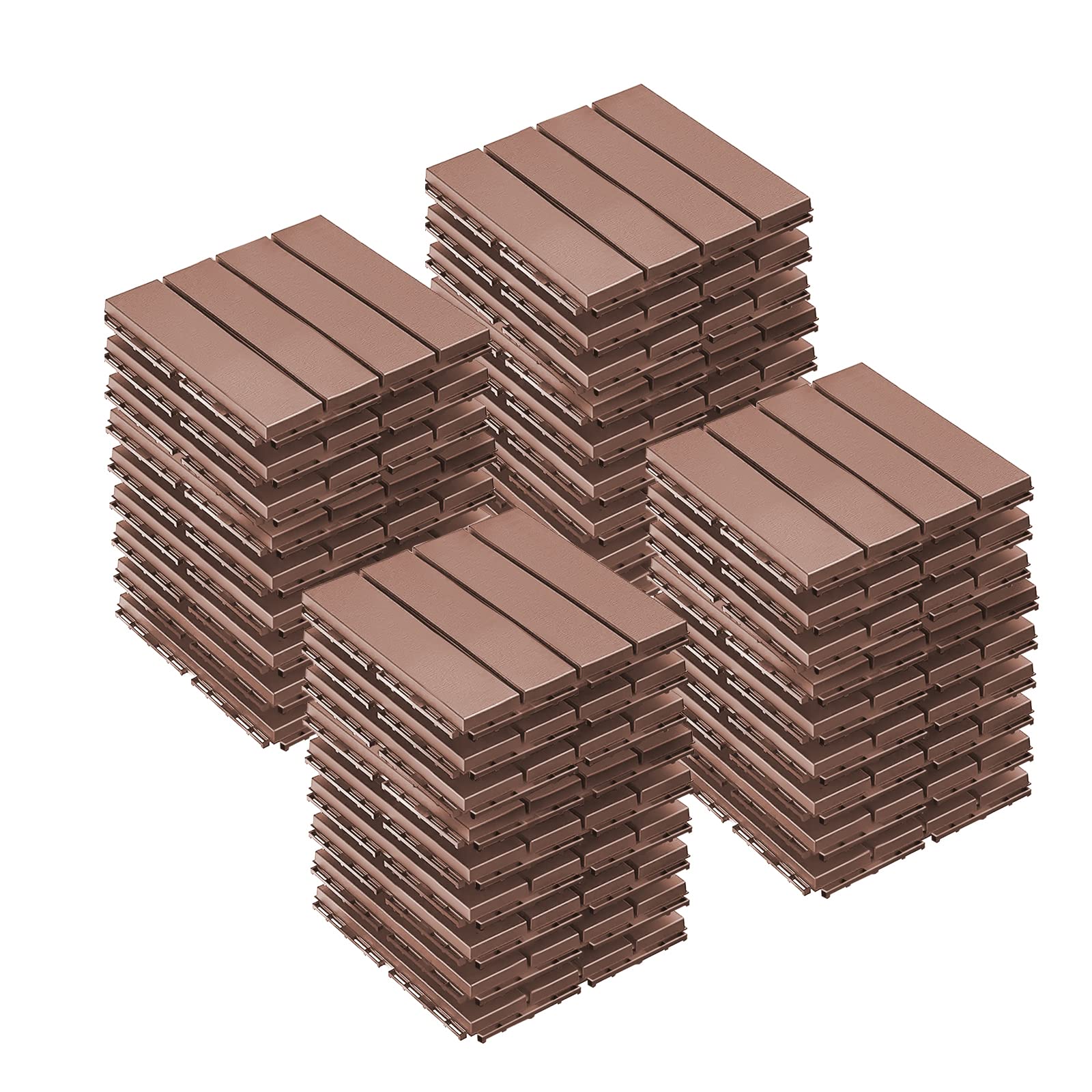 36 pcs 12"x12" Plastic Interlocking Deck Tiles Outdoor All Weather Waterproof Flooring Deck Tiles Patio Floor Tile for Pool Balcony Backyard Porch (12 * 12 INCH, Coffee, 36)