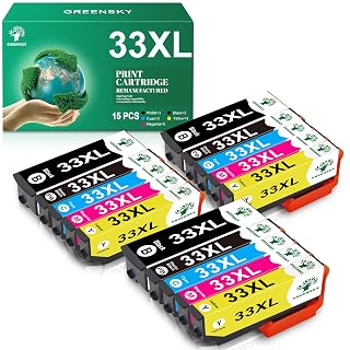 GREENSKY Cartouches d'encre Compatible pour Epson 33XL 33 XL Remplacement pour Expression Premium XP-540 XP-530 XP-640 XP-645 XP-900 XP-630 XP-7100 XP-830 (15 Pack) - Amazon product rated Grade A