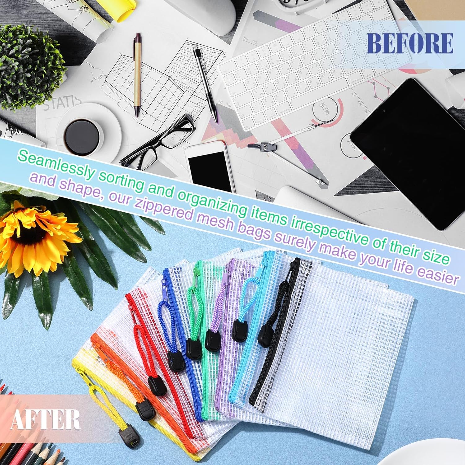 Jetec 32 Pcs Mesh Zipper Bags Toy Storage Bikini Organizer Bag Bolsas Para Guardar Trajes De Bano Waterproof Zipper Reusable Pouch Puzzle Multipurpose for Storage Office(Sweet Color,5.1 x 4.1 Inch) - Image 6