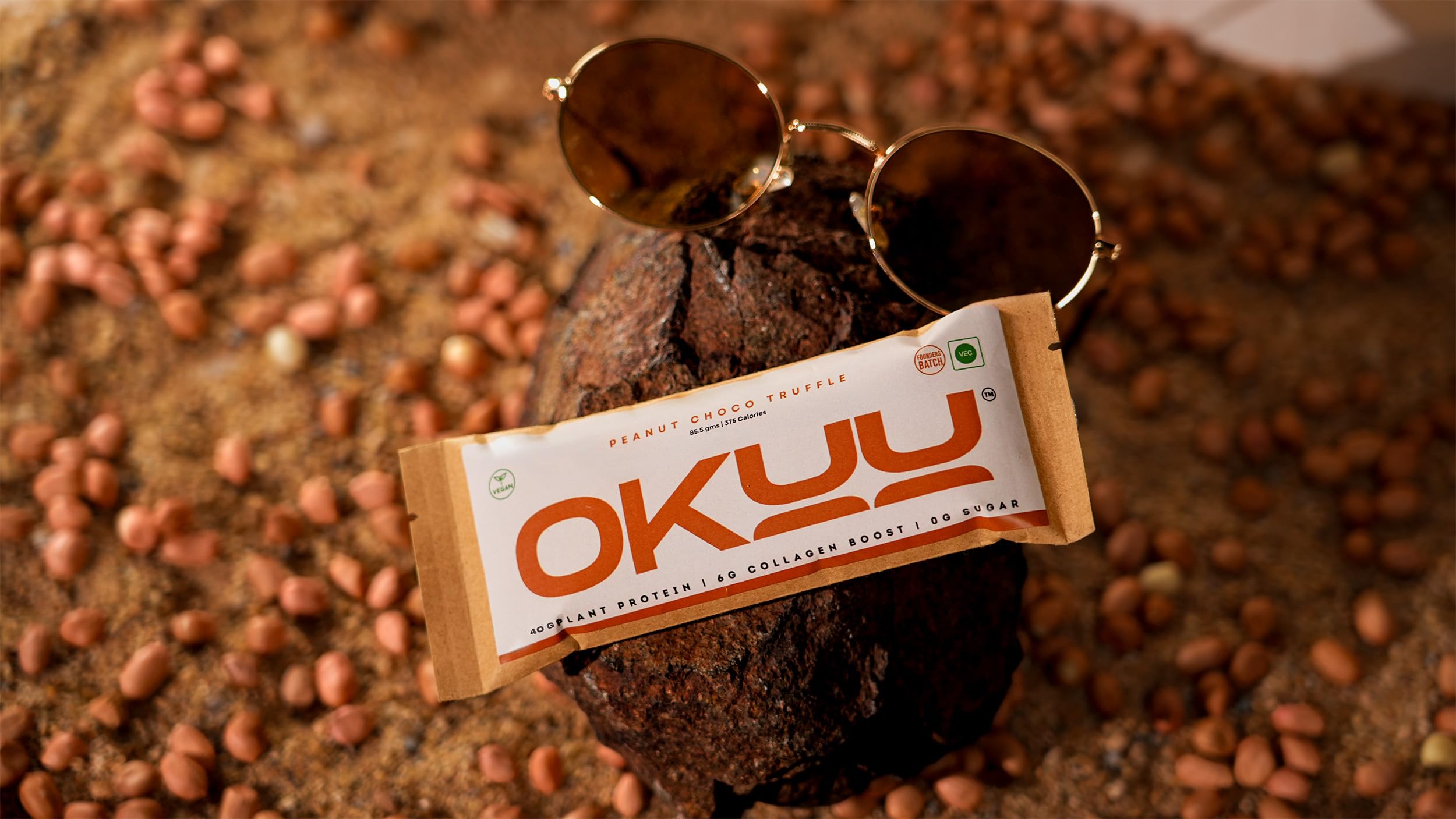 OKUU Peanut Choco Truffle 40 G Powerful Protein Bar | 14G Fiber, Zero Sugar & Collagen Boost Inside | Pack of 10 — Amazon image 4