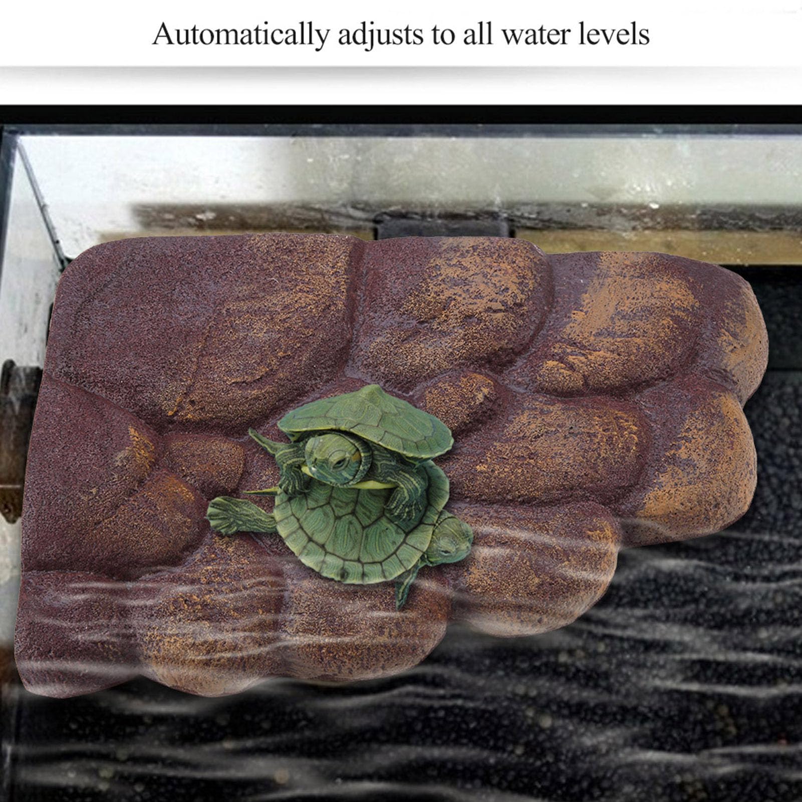 Schildkröte, die Sich schwimmende Plattform-magnetische Harz-Insel-Aquarium-Dekor für halb Wassertiere schwimmt(02)