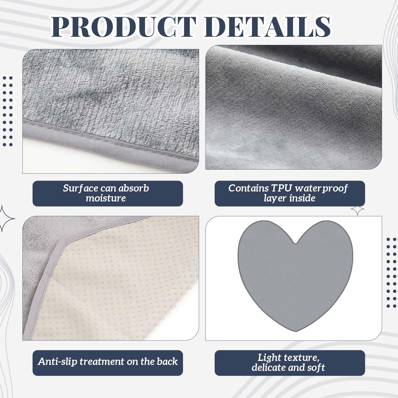 Fanfanwin Heart Waterproof Bed Blanket - Gray -5