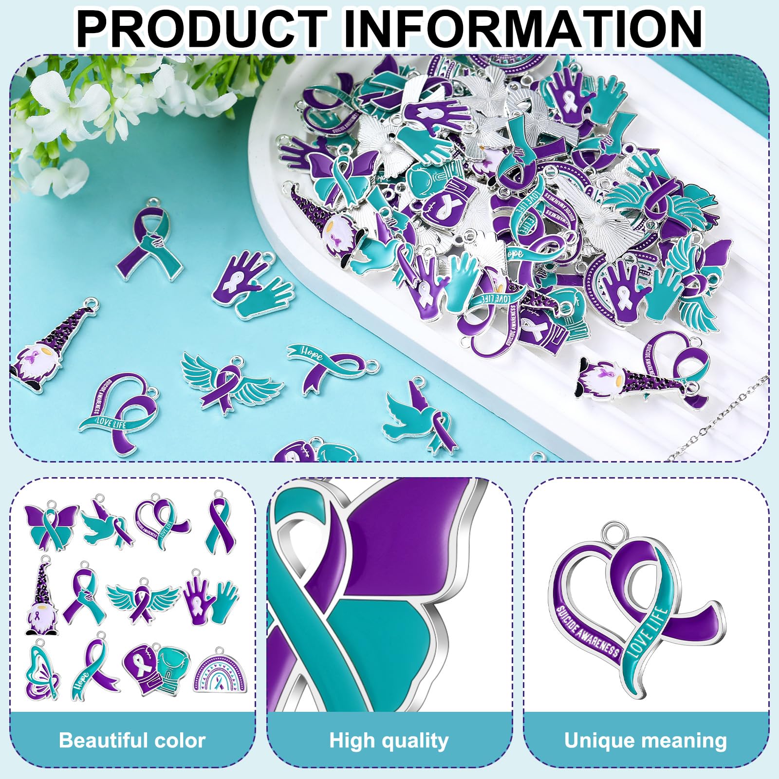Teal Purple Ribbon For Suicide Prevention / Awareness. Vector | Adobe