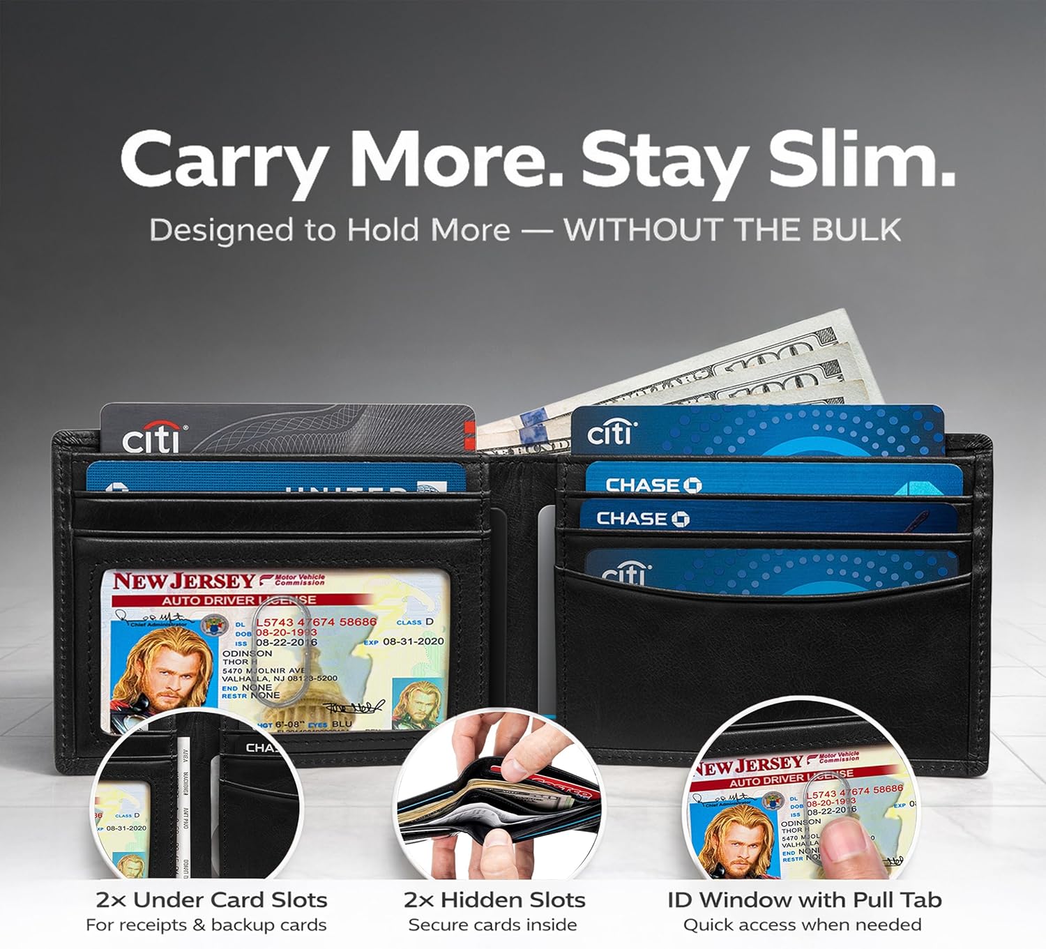 Claasico Mens Leather Bifold Wallet – RFID Blocking, Organized Card Storage with 9 Total Card Slots & ID Window, Everyday Wallet for Men (3.5 x 4.5), Premium Top Grain Leather, Gift Box Included