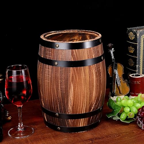 Miniatura 5 de GANAZONO Barril de vino de madera, cubo de barril de whisky, maceta de flores vintage, contenedor de agua para deseos de agua, cubo para el hogar,