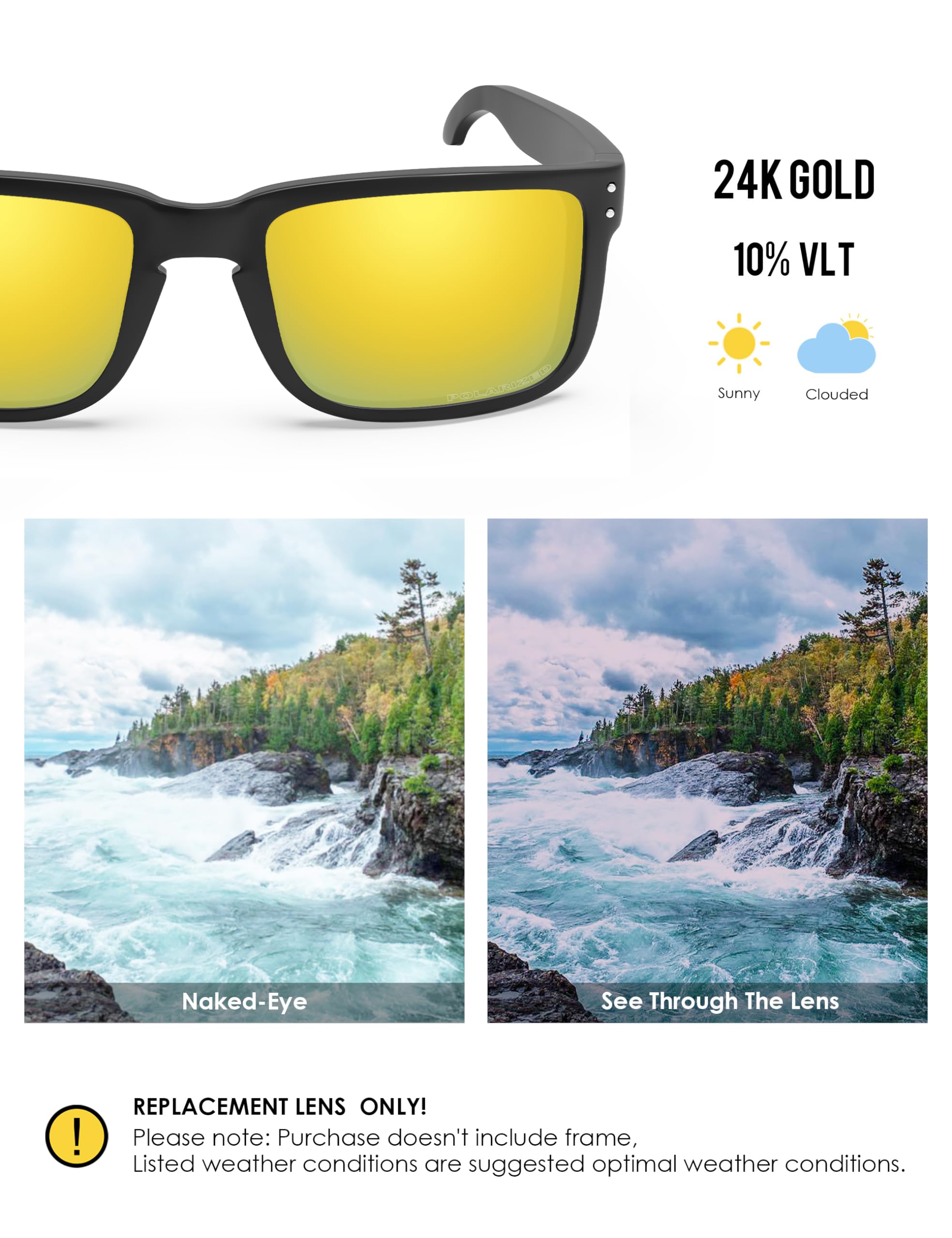 BlazerBuck Anti-salz Polarisierte Ersatzgläser für Oakley Holbrook OO9102-24K Gold Ansicht 3