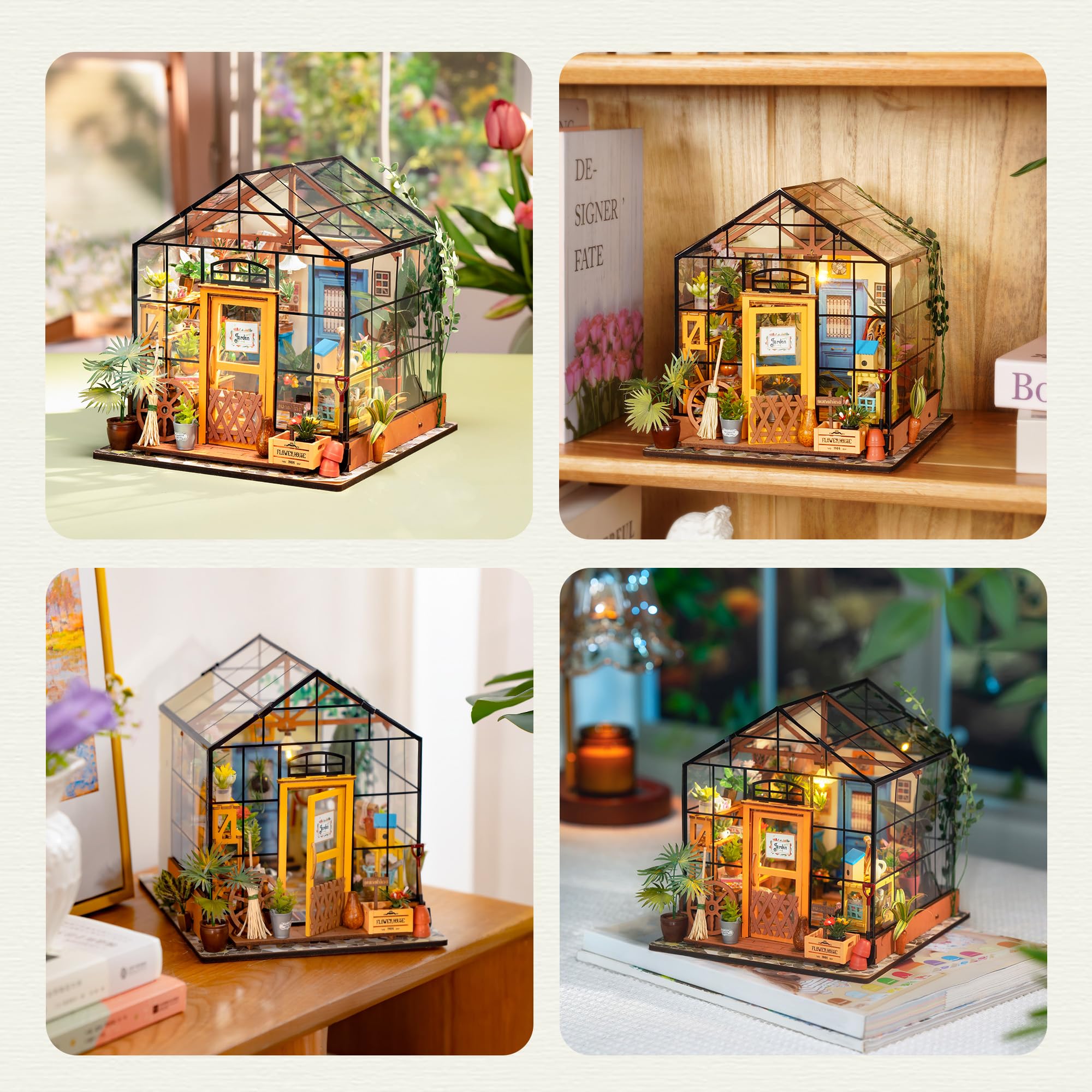Rolife DIY miniaturowy domek dla lalek zestaw w skali 1:24 drewniana szklarnia mini meble domowe kobiety dziewczyny chłopcy prezent urodziny Boże Narodzenie walentynki