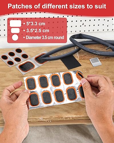 Miniatura 3 de Kit de reparación de neumáticos de bicicleta, kit de parches de perforación de tubo interior de bicicleta con 20 parches de vulcanización, manual de