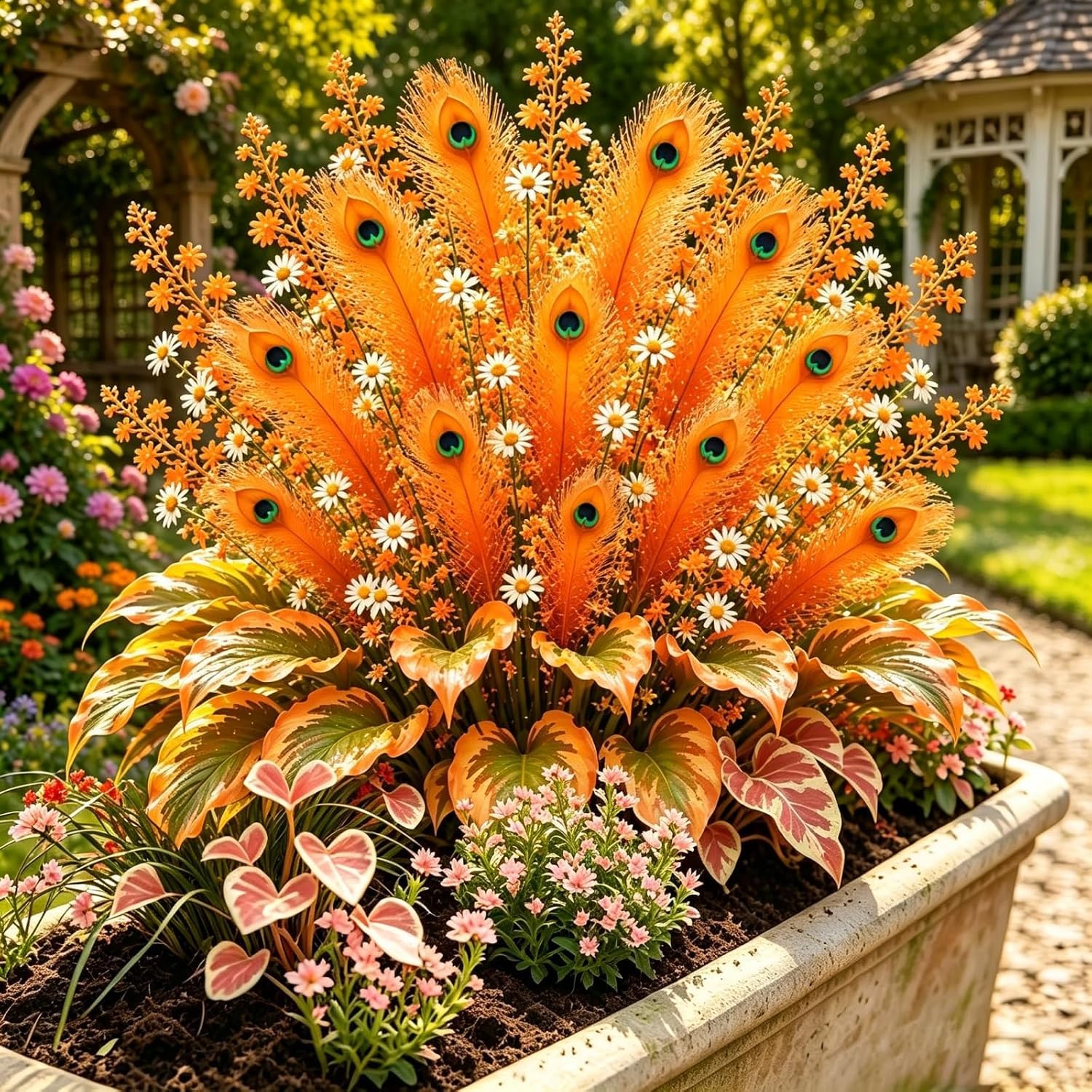 Peacock Flame' Hosta - Bright Eye-catching Leaves- Perennial Easy Grow for Garden Displays-6 Bulbs-G
