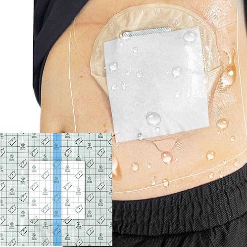 Funda de ducha de ostomía impermeable de 6 x 6 pulgadas (paquete de 25), bolsa de ostomía, protector de ducha, protector de ducha de estomía,