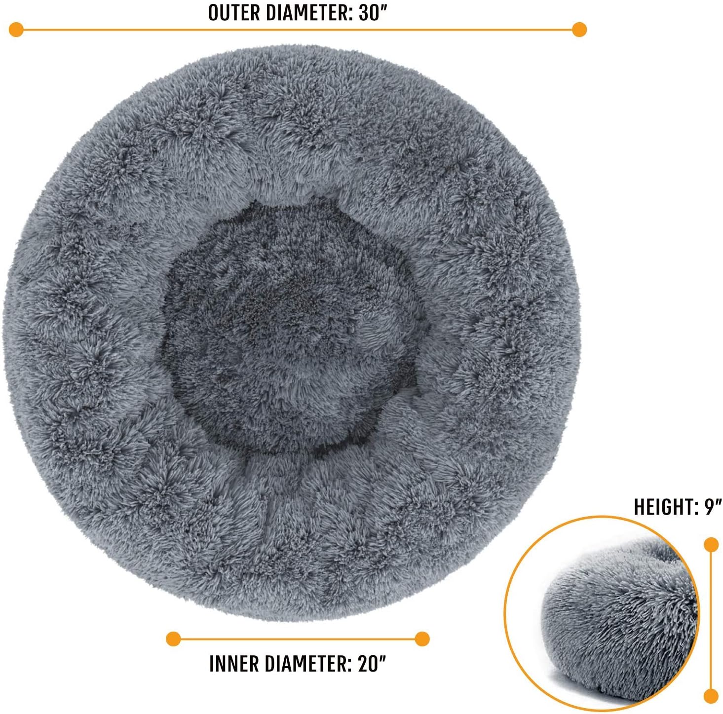 Active Pets Plush Calming Dog Bed, Donut Dog Bed for Small Dogs, Medium & Large, Anti Anxiety Dog Bed, Soft Fuzzy Calming Bed for Dogs & Cats, Comfy Cat Bed, Marshmallow Cuddler Nest Calming Pet Bed : Pet Supplies