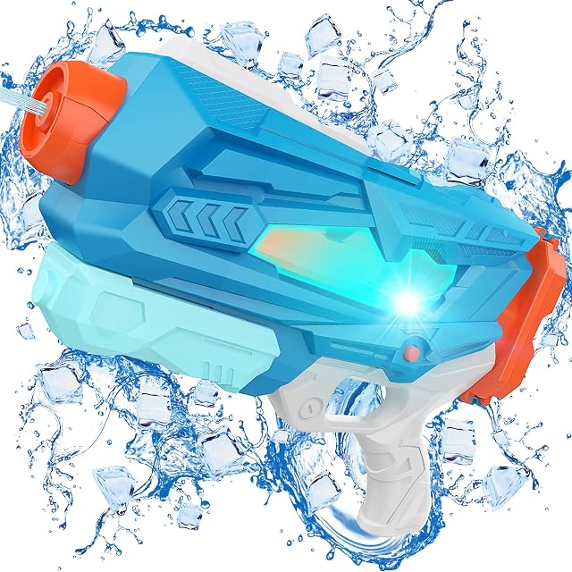 MOZOOZON Water Pistol Gun for Kids Adults, Powerful Water Gun Large Capacity 700ml with Light Effects, Long Distance Squirt Gun for Dog Cat Training, Summer Toys for Outdoor Garden Beach Swimming Pool