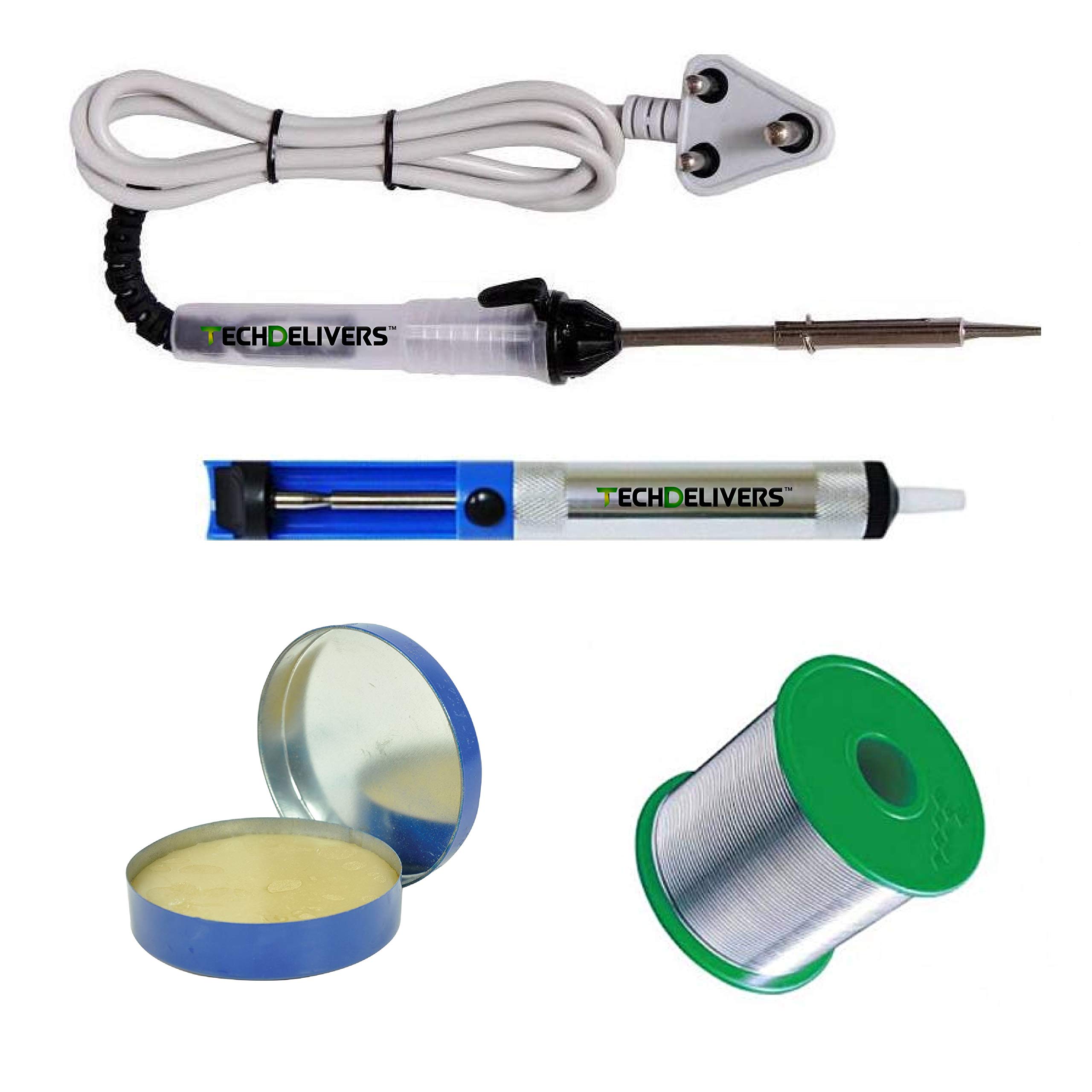 TECHDELIVERS Electric Soldering Iron Kit 25W Welding Stick | Desoldering PUMP | Paste-Flux | Solder Wire Reel for DIY/Crafts (B08K4S7MF6) Amazon Price History, Amazon Price Tracker
