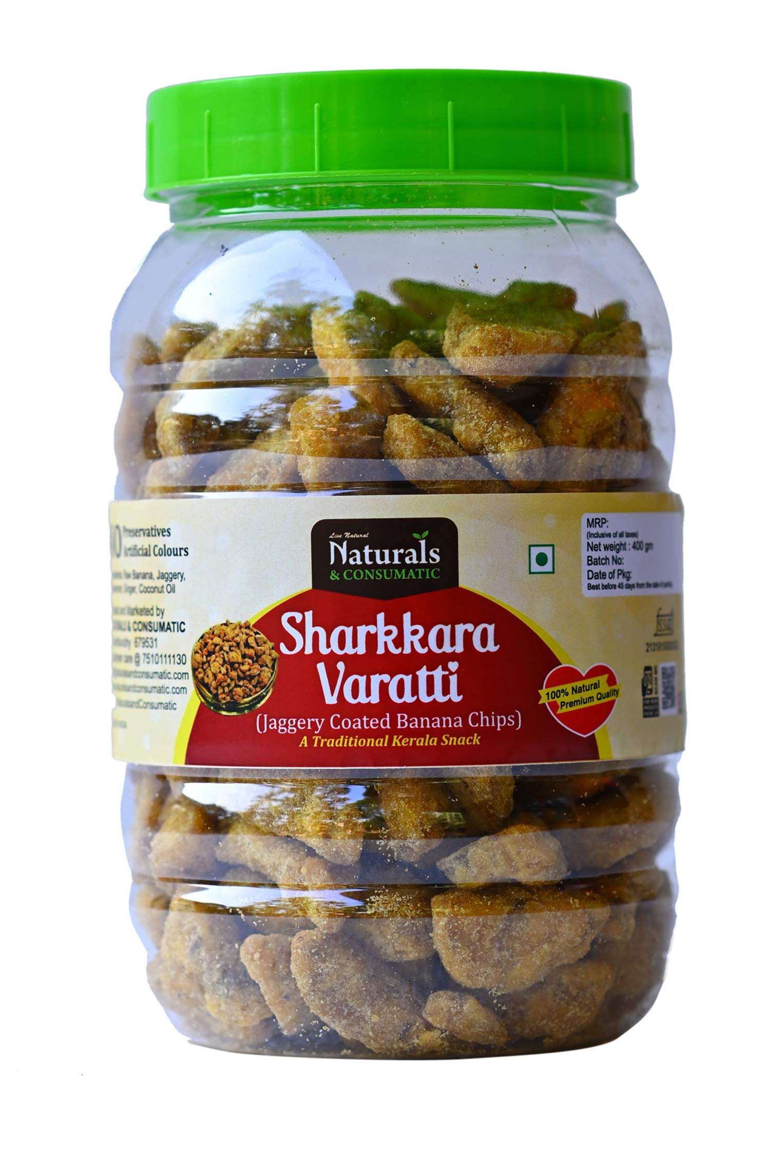 Naturals & Consumatic Jaggery Coated Banana Chips/Sharkkara Varatti/Sharkara Upperi) - 400g – Kerala Snack (B08RXGGDZR) Amazon Price History, Amazon Price Tracker