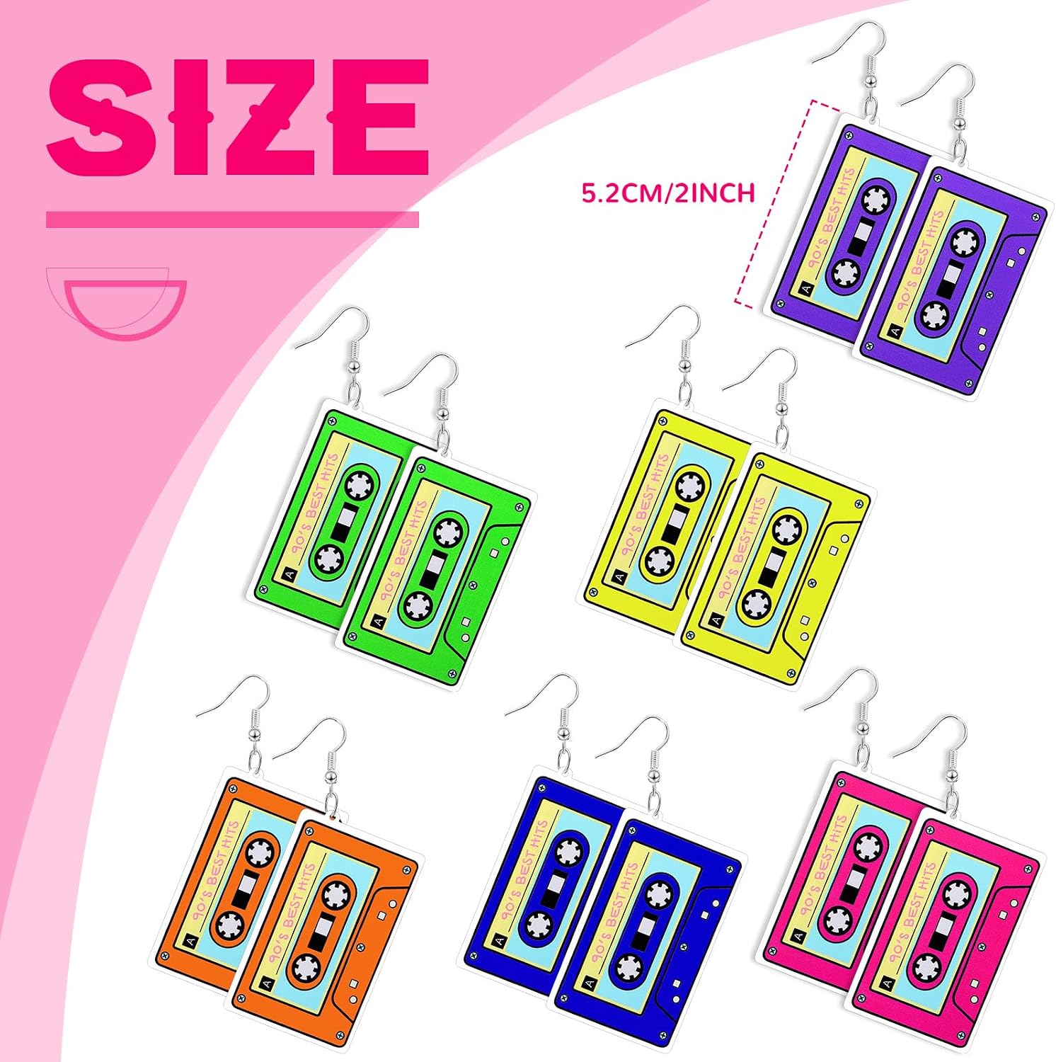 Yinkin 6 Pairs Neon 80s 90s Earrings for Women image 3