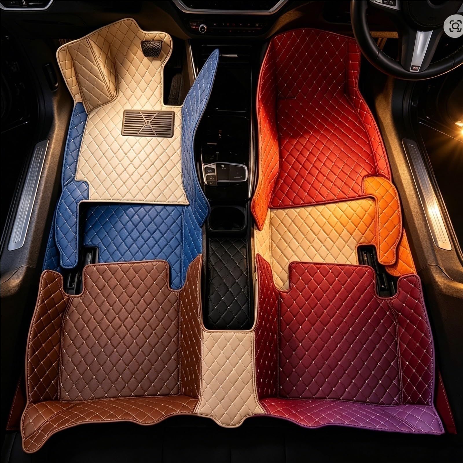 Alfombrillas Universales Coche Juegos Completos Duraderas, Impermeables para Todo Tipo Clima para Hyundai I20 2021-2023 Durable(Rojo,LHD)