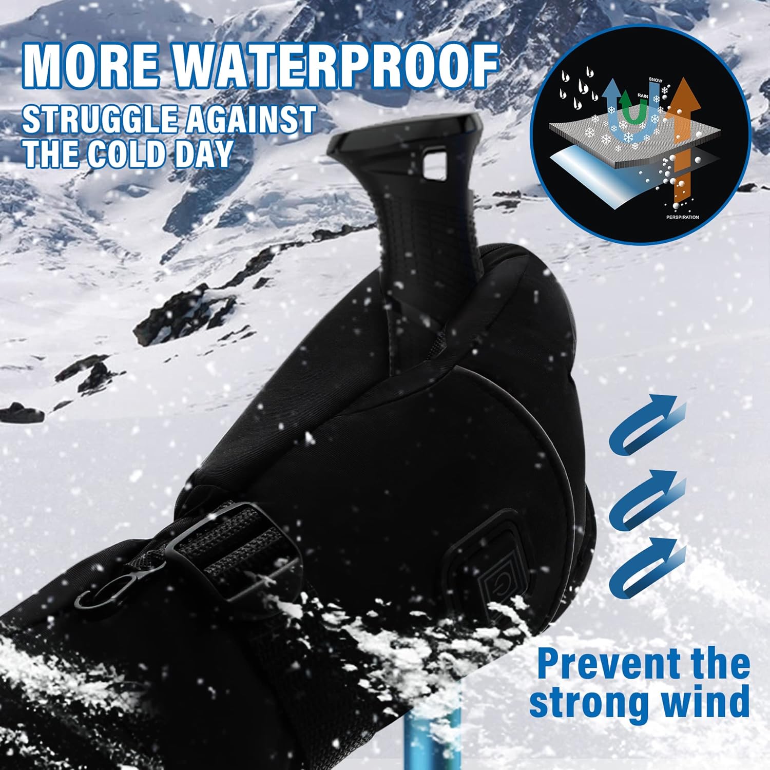 Autocastle 7.4V Heated Gloves Men Women Rechargeable Electric Battery Gloves Waterproof Touchscreen Thermal Gloves Winter Warm Gloves Climb Hike Hunt Ski Camp Cycle Hand Warmer - Image 3