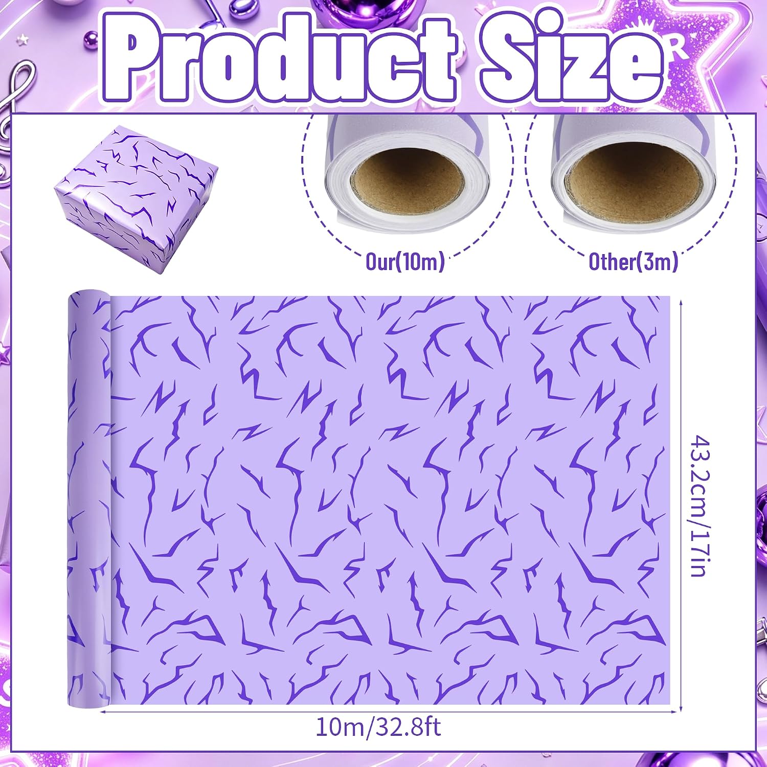 EcoUtens Kpop Wrapping Paper Roll, Kpop Lightning Crack Pattern Gift Packing Wrap, Craft Paper for Kpop Fans Gathering, Birthday & Baby Shower Party Supplies, 17 Inch x 32.8 Feet