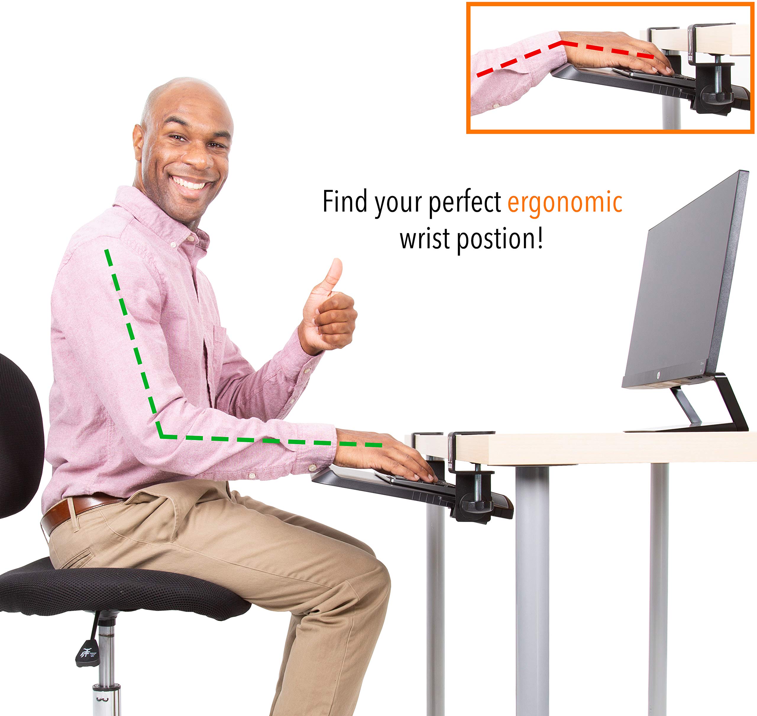 Stand Steady ClampOn Keyboard Tray with Adjustable Tilt Ergonomic