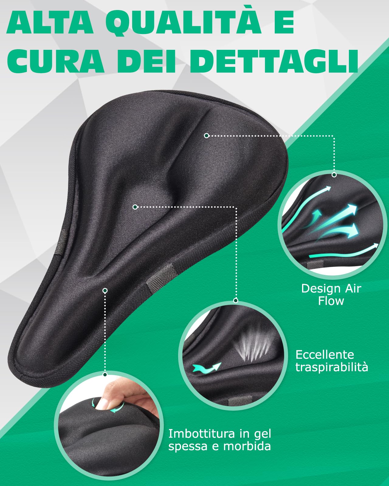 Lullu Coprisella Bici Gel Morbido, Coprisella Cyclette con Cuscino, Proteggi Copri Sella Bici Sellino di Silicone, Coprisedili Coprire Bici per Bicicletta da MTB Spinning, Ciclismo da Strada, 28x18cm