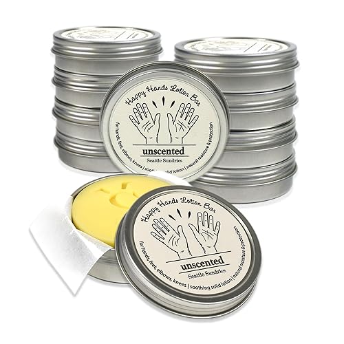 Miniatura 3 de Cera de abeja natural sin perfume y manteca de karité, 6 barras de loción sólidas hechas a mano (1.15 onzas) en latas, hidratan y protegen la piel