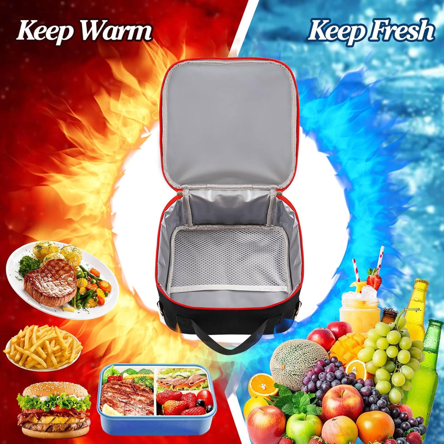 Preppy Initial Bow Mouse Lunch Bag, Kids Insulated Lunch Box Gifts for Teen Girls Daughter, Reusable Soft Lunch Containers Crossbody Cooler Bag Must Haves for Park Travel School Work Picnic Black A - Image 5