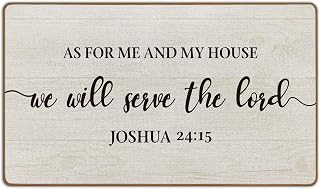 Christian Door Mat, Joshua 24:15 Bible Welcome Mat, as for Me and My House We Will Serve The Lord Front Doormats Indoor Outside Entrance, Christian Home Decor, Bible Verse Decor, 17x29 Inch