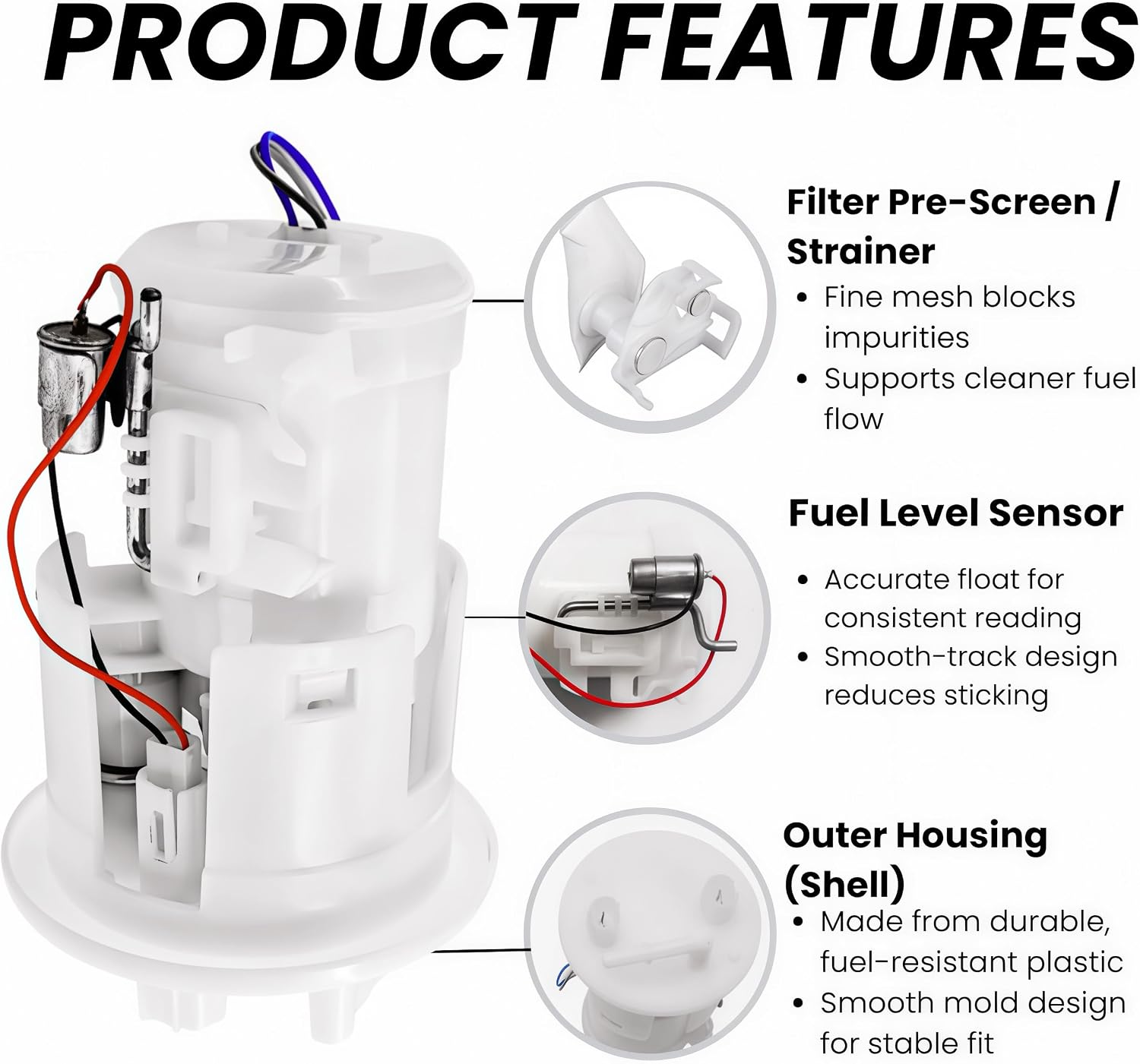 16700-MFL-003 Fuel Pump Assembly Compatible with 2008 2009 2010 2011 2012 2013 2014 2015 2016 Honda CBR1000 CBR1000RR Replace# 16700-MFL-013 292020-0170