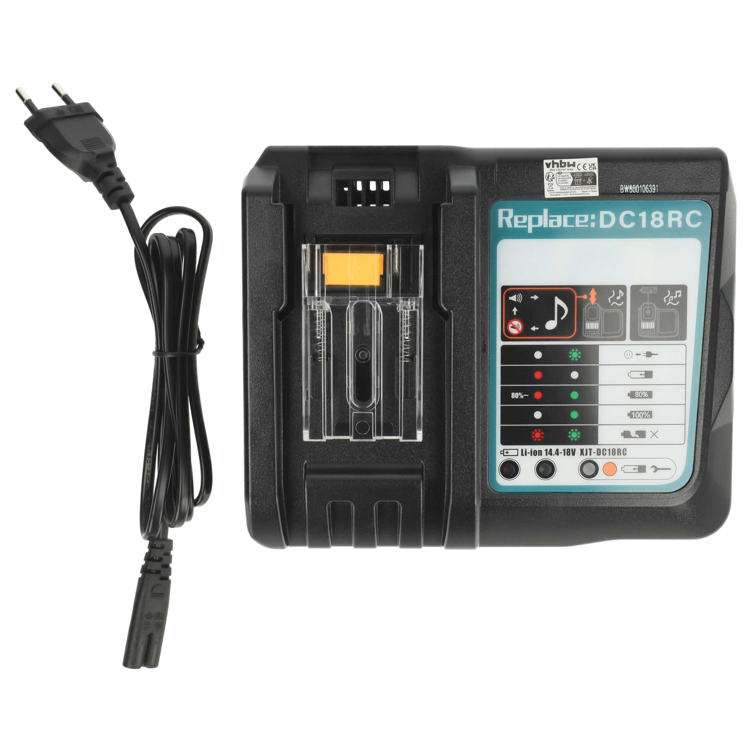 vhbw caricabatterie compatibile con Makita BL1815G, BL1820G, BL1813G, BL1830G batterie Li-Ion di attrezzi